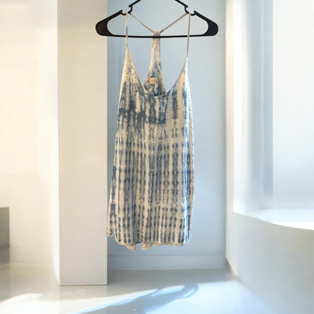 Anthropology Cloth & Stone Blue and White Above Knee Halter Tied Dress Size M - Picture 3 of 8
